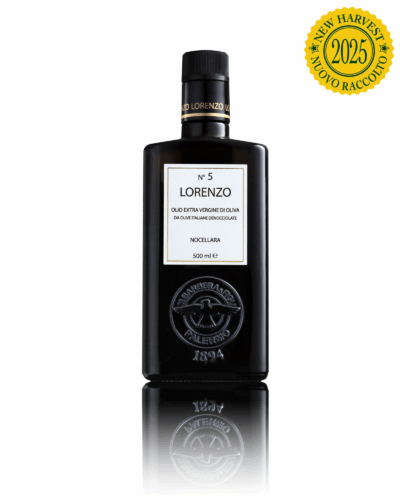 LORENZO N°5 - 500 ML Olio Extra Vergine di oliva Monocultivar Nocellara del Belice - da olive denocciolate