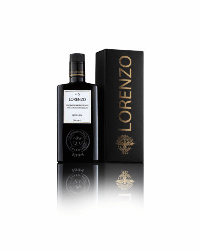 LORENZO N°5 - 500 ML Olio Extra Vergine di oliva Monocultivar Nocellara del Belice da olive denocciolate - GIFT BOX